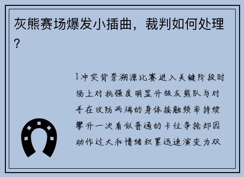 灰熊赛场爆发小插曲，裁判如何处理？